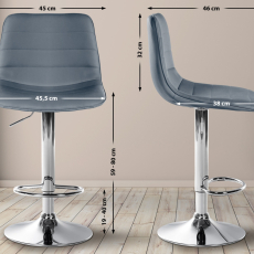 Barová stolička Lex, syntetická koža, chrómová podnož / sivá - 2