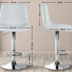 Barová stolička Lex, syntetická koža, chrómový podstavec / biela - 2