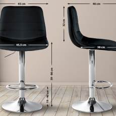Barová stolička Lex, syntetická koža, chrómový podstavec / čierna - 2
