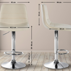 Barová stolička Lex, syntetická koža, chrómový podstavec / krémová - 2