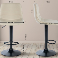 Barová stolička Lex, syntetická koža, čierny podstavec / krémová - 2