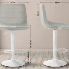 Barová stolička Lex, textil, biely podstavec / krémová - 2
