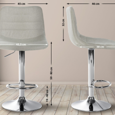 Barová stolička Lex, textil, chrómový podstavec / krémová - 2