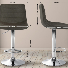 Barová stolička Lex, textil, chrómový podstavec / taupe - 2