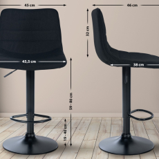 Barová stolička Lex, textil, čierny podstavec / čierna - 2
