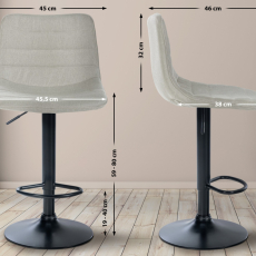 Barová stolička Lex, textil, čierny podstavec / krémová - 2
