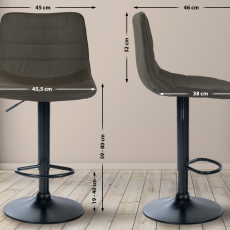 Barová stolička Lex, textil, čierny podstavec / taupe - 2