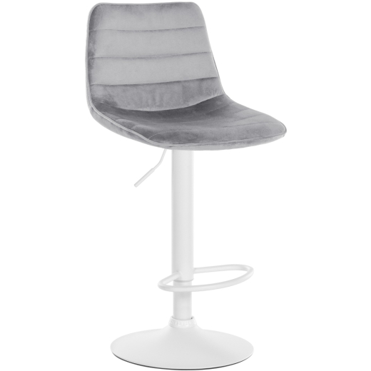 Barová stolička Lex, zamat, biely podstavec / sivá - 1