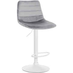 Barová stolička Lex, zamat, biely podstavec / sivá