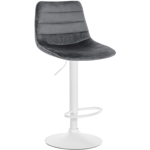 Barová stolička Lex, zamat, biely podstavec / tmavosivá - 1