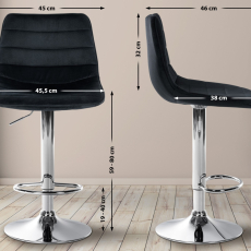 Barová stolička Lex, zamat, chrómový podstavec / čierna - 2