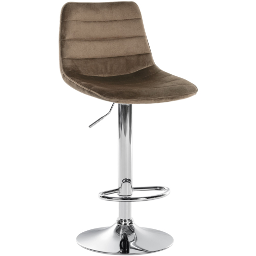 Barová stolička Lex, zamat, chrómový podstavec / hnedá - 1