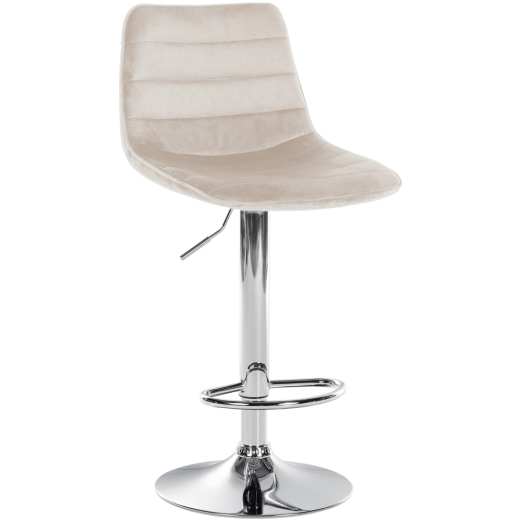 Barová stolička Lex, zamat, chrómový podstavec / krémová - 1