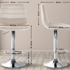 Barová stolička Lex, zamat, chrómový podstavec / krémová - 2