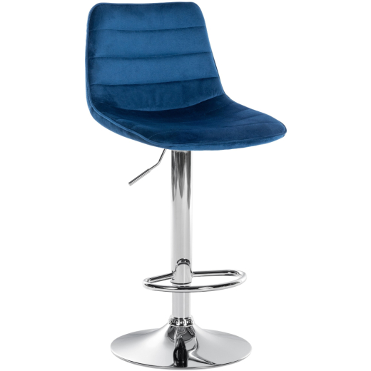 Barová stolička Lex, zamat, chrómový podstavec / modrá - 1
