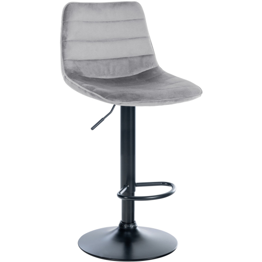 Barová stolička Lex, zamat, čierny podstavec / sivá - 1