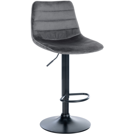 Barová stolička Lex, zamat, čierny podstavec / tmavosivá - 1