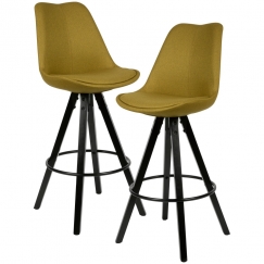 Barová stolička Lina (SET 2 ks), textil, žltá