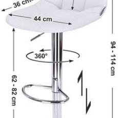 Barová stolička May (súprava 2 ks), biela - 5