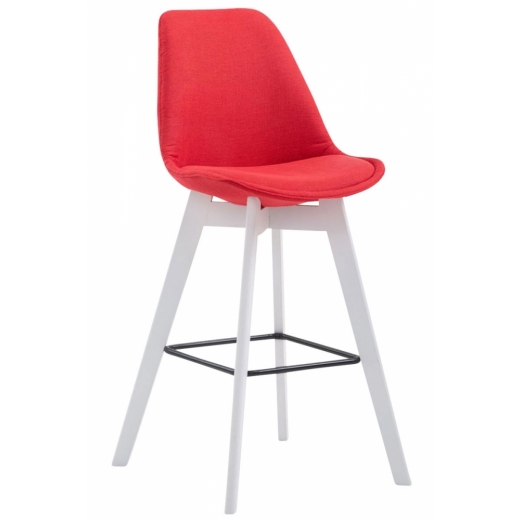 Barová stolička Metz, textil, biela / červená - 1