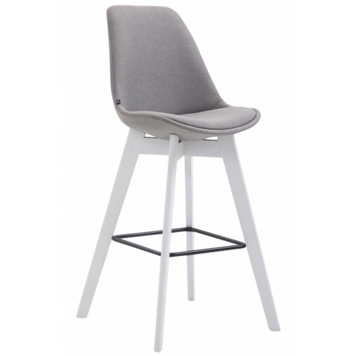 Barová stolička Metz, textil, biela / šedá - 1