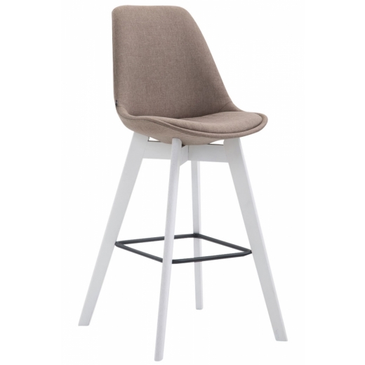 Barová stolička Metz, textil, biela / taupe - 1