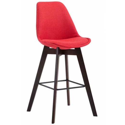 Barová stolička Metz, textil, hnedá / červená - 1