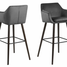 Barová stolička Nora (SET 2ks), tkanina, tmavo šedá - 1