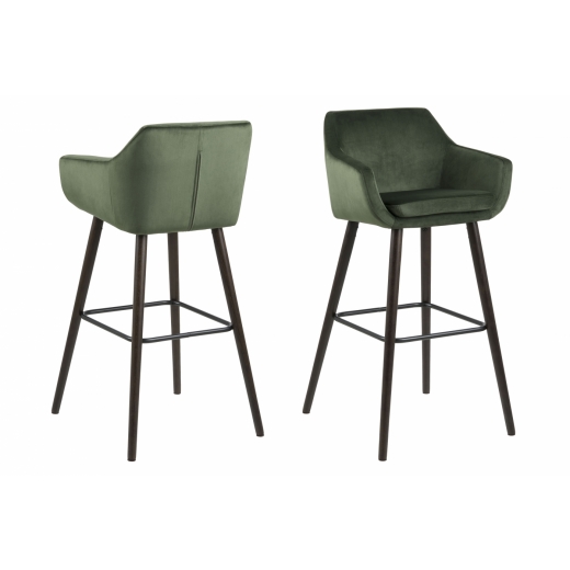 Barová stolička Nora (SET 2ks), tkanina, tmavo zelená - 1