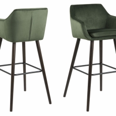 Barová stolička Nora (SET 2ks), tkanina, tmavo zelená - 1