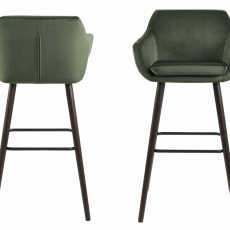 Barová stolička Nora (SET 2ks), tkanina, tmavo zelená - 2