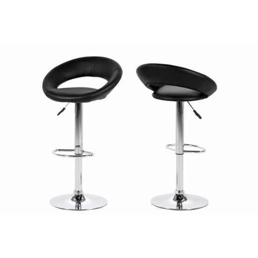 Barová stolička Plump (SET 2ks), syntetická koža, čierna - 1
