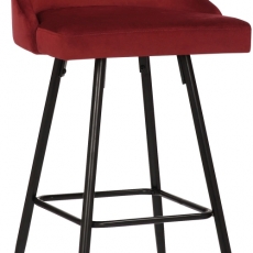 Barová stolička Portree, zamat, červená - 1
