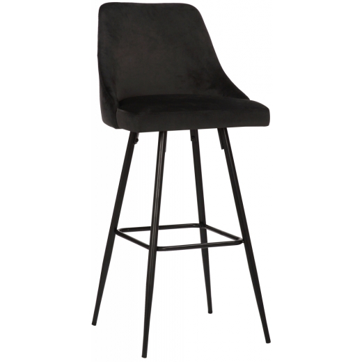 Barová stolička Portree, zamat, čierna - 1