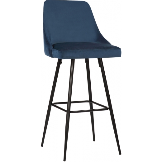 Barová stolička Portree, zamat, modrá - 1