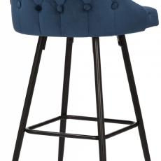 Barová stolička Portree, zamat, modrá - 4
