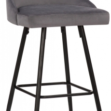 Barová stolička Portree, zamat, šedá - 1