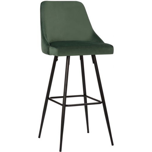 Barová stolička Portree, zamat, zelená - 1