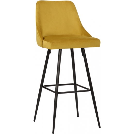 Barová stolička Portree, zamat, žltá - 1