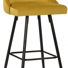 Barová stolička Portree, zamat, žltá - 1