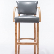 Barová stolička s drevenou podnožkou a podrúčkami Ellen - 7