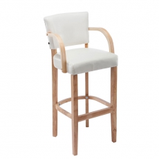 Barová stolička s drevenou podnožkou a podrúčkami Ellen - 5