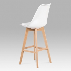 Barová stolička s drevenou podnožou Alexis, biela - 3