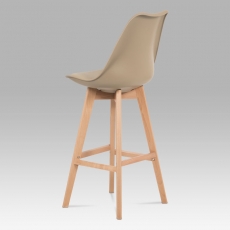 Barová stolička s drevenou podnožou Alexis, cappuccino - 2