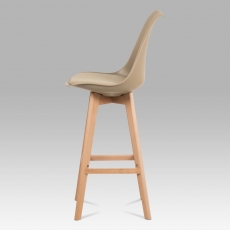 Barová stolička s drevenou podnožou Alexis, cappuccino - 3