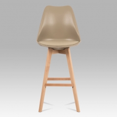Barová stolička s drevenou podnožou Alexis, cappuccino - 4