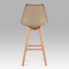 Barová stolička s drevenou podnožou Alexis, cappuccino - 5