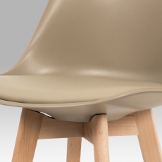 Barová stolička s drevenou podnožou Alexis, cappuccino - 6