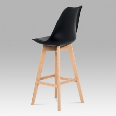 Barová stolička s drevenou podnožou Alexis, čierna - 2