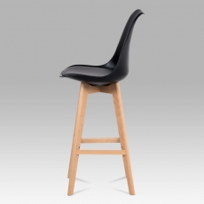 Barová stolička s drevenou podnožou Alexis, čierna - 3